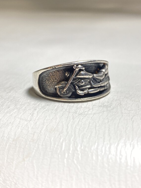 Motorcycle ring biker band sterling silver by Ott… - image 7