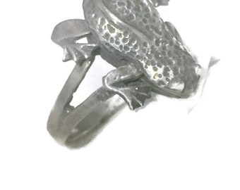 Bague Ancienne En Argent Massif - Motif Grenouille/crapaud - Taille 50 - Occasion