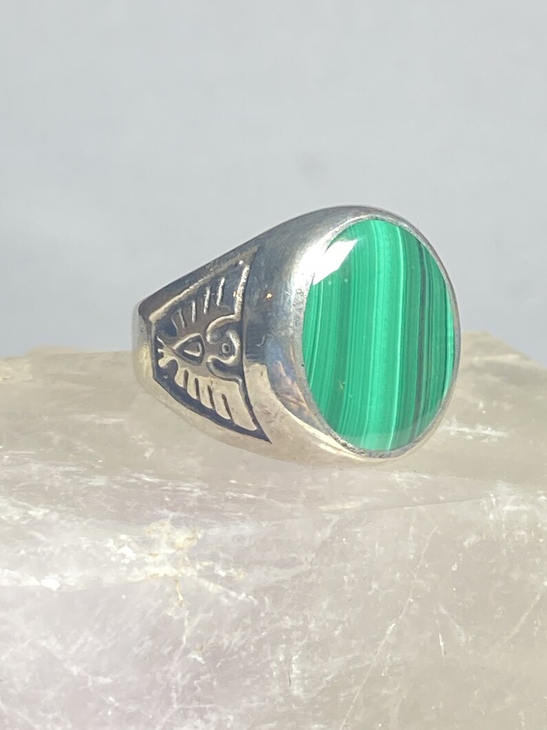 Malachite ring phoenix southwest sterling silver band women men size 9