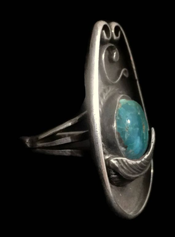 Blue Turquoise Ring Long Turquoise Ring Woman Nav… - image 7