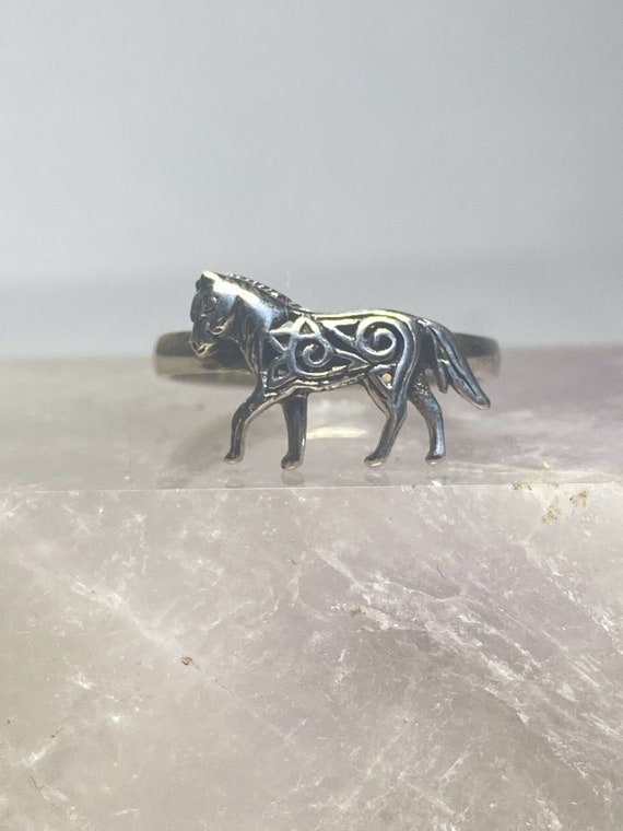 Horse ring sterling silver band women girls size … - image 4