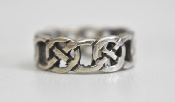 Celtic ring Irish knots woven thumb band sterling… - image 2