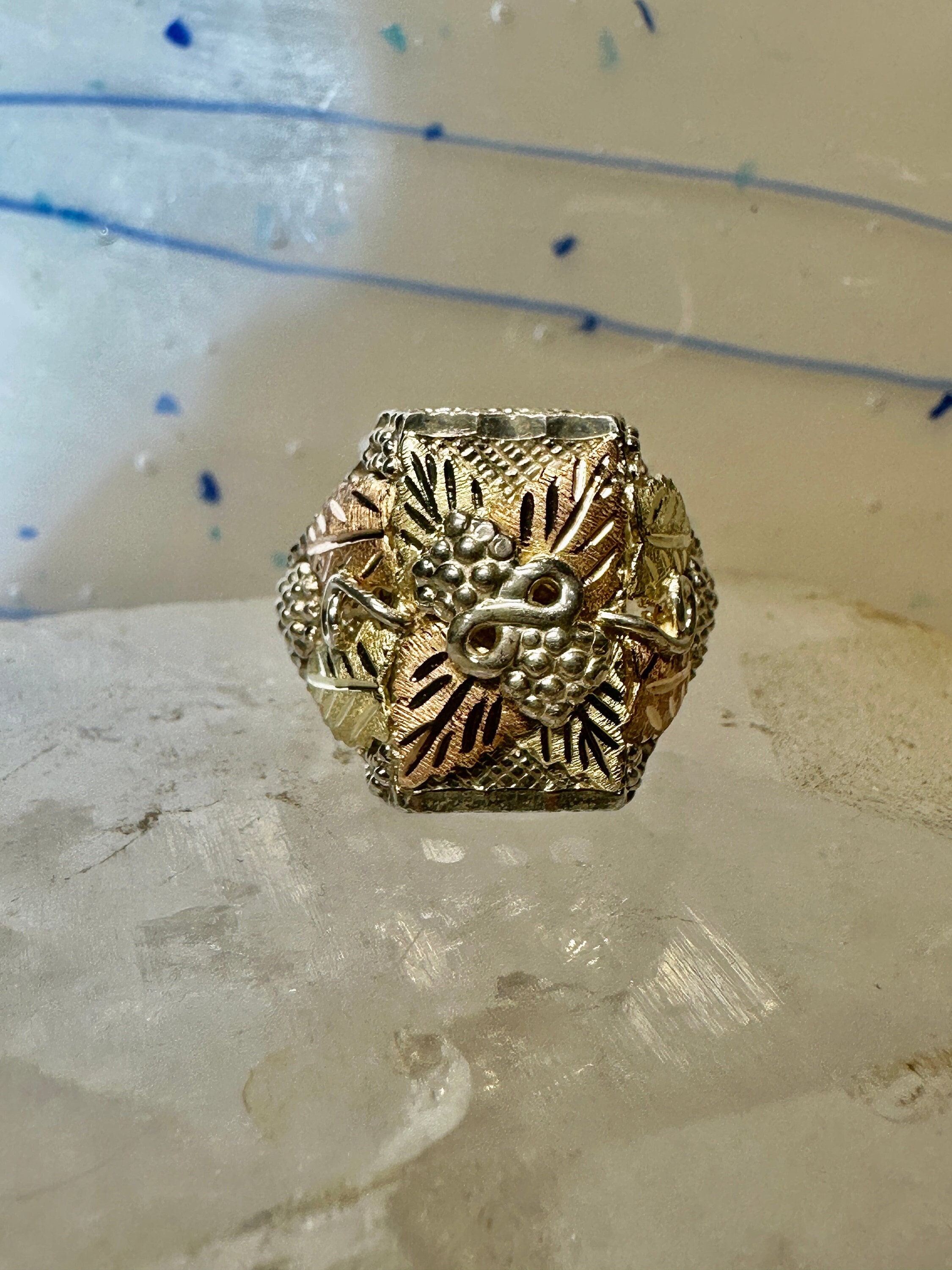 Black Hills Gold Ring Size 11 WJC Sterling Silver Women Men 12K