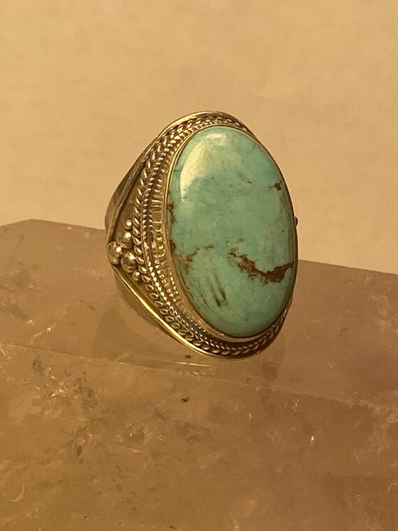 Turquoise ring large sterling silver bulky women … - image 4