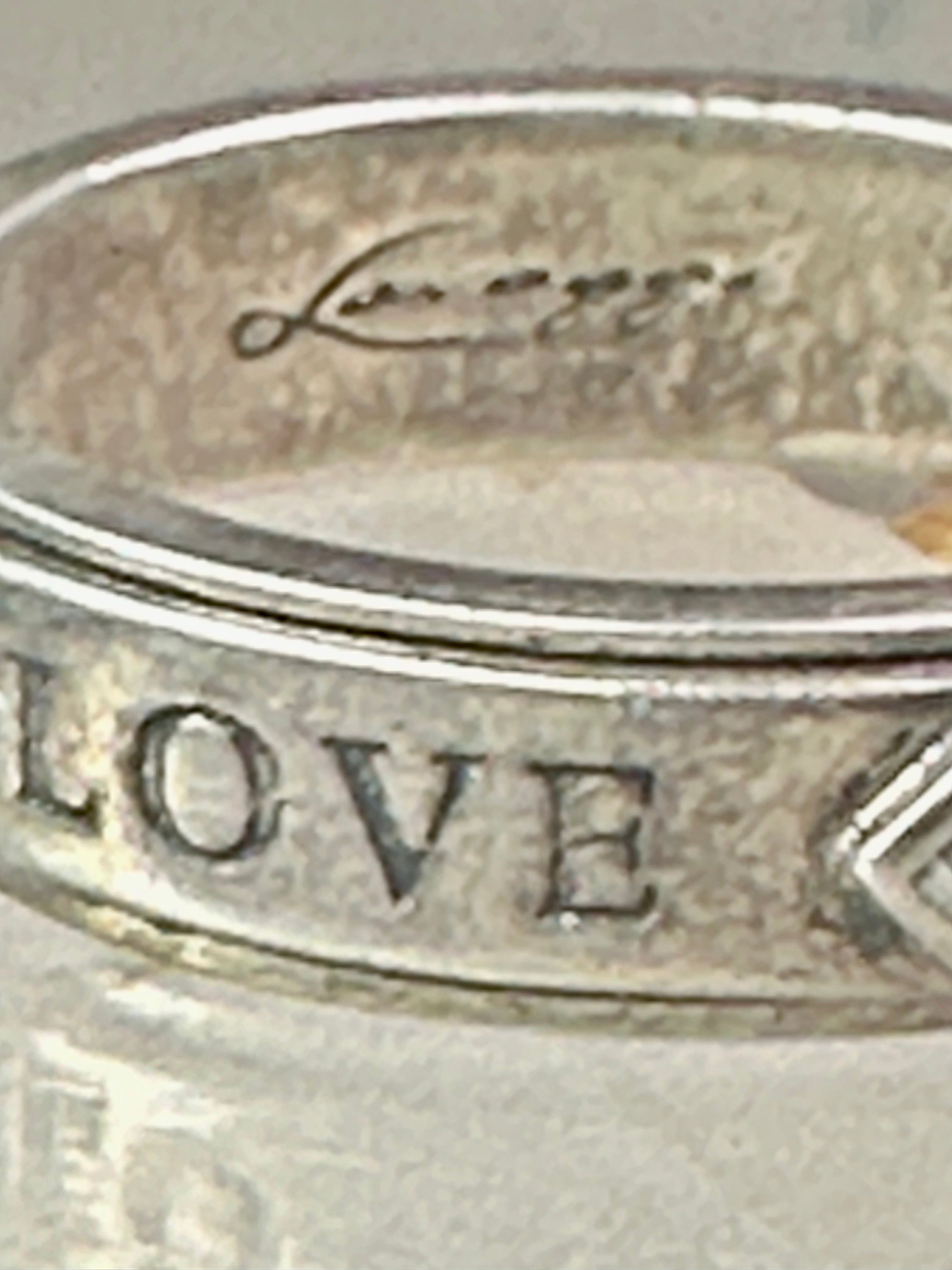 Love Peace Hope Faith Ring Spinner Band Lavaggi Size 9 Sterling