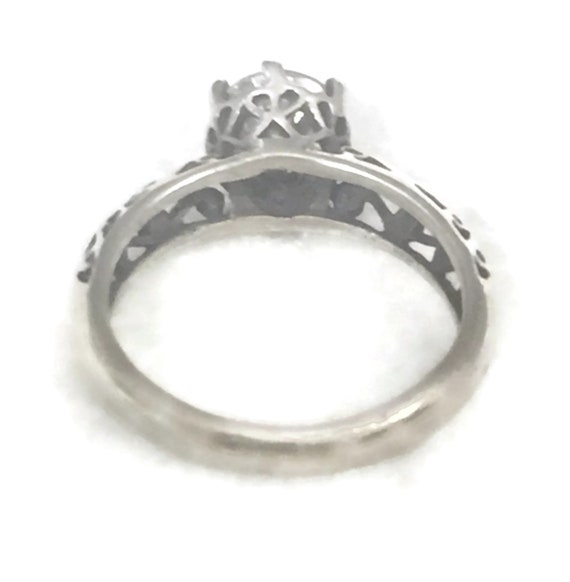 Vintage Sterling Silver Solitaire Ring: Clear CZ,… - image 10
