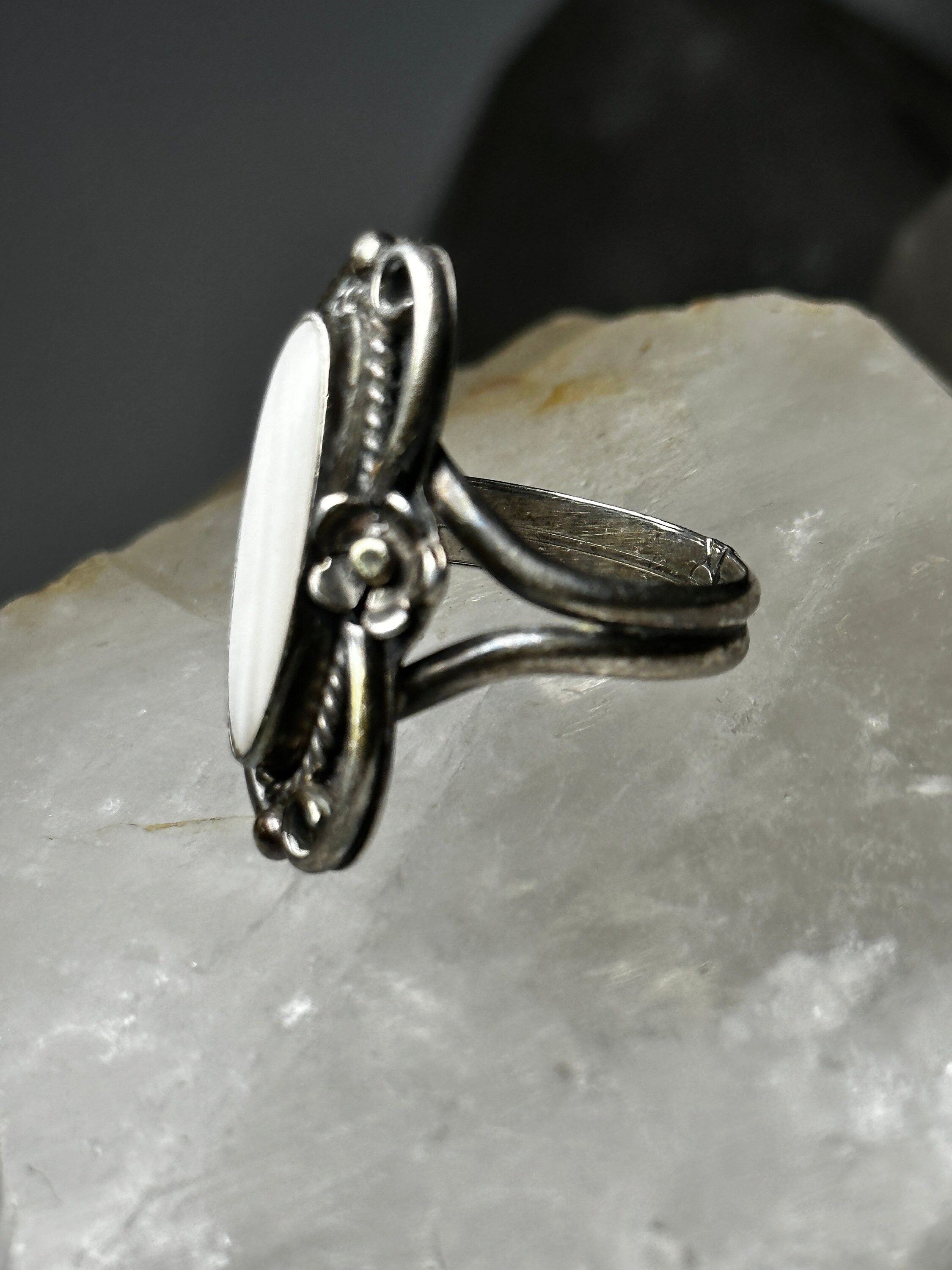 Navajo Ring Long Mother of Pearl Size 6 Sterling Silver Women - Etsy