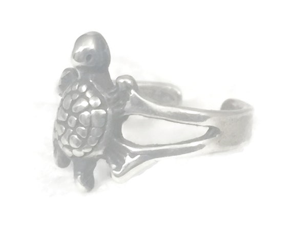 Vintage Sterling Silver Turtle Toe Ring - Size 2 - image 9