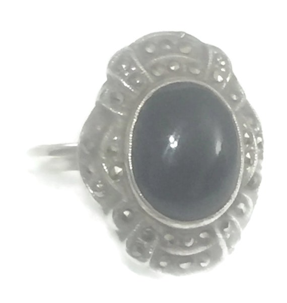 Art Deco Ring Size 5 Plus Onyx Ring Size 5 Mourni… - image 5