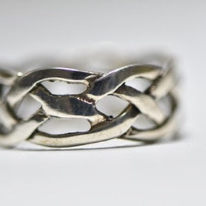 Rope Ring Weave Woven Braid Thumb Tribal Sterling Silver Women  Size 9.75