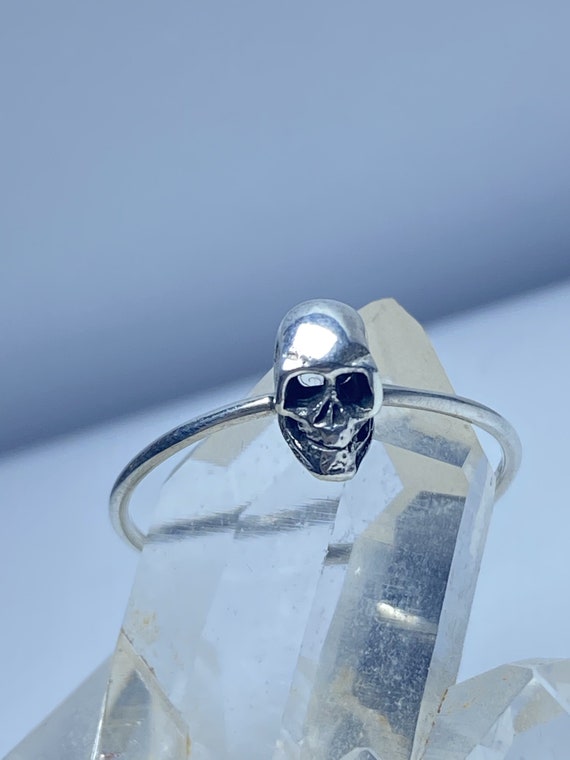 Skull ring biker stacker band sterling silver wom… - image 5