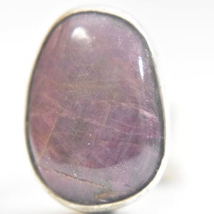 Ruby ring oval oblong bulky sterling silver boho women Size 5.25