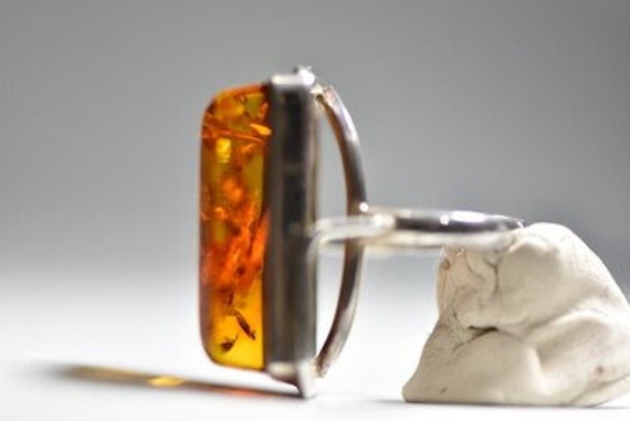 Amber Ring Art Nouveau Art Deco Sterling Silver W… - image 6