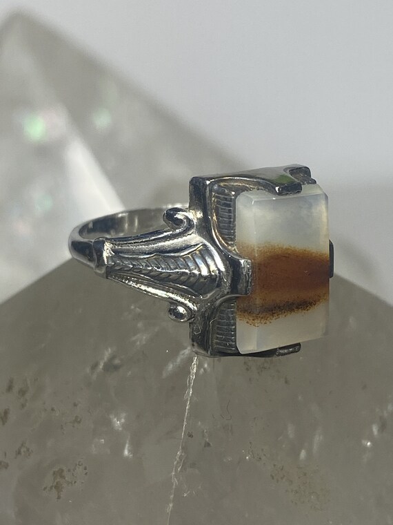 Agate ring Art Deco sterling silver women size 7.… - image 3