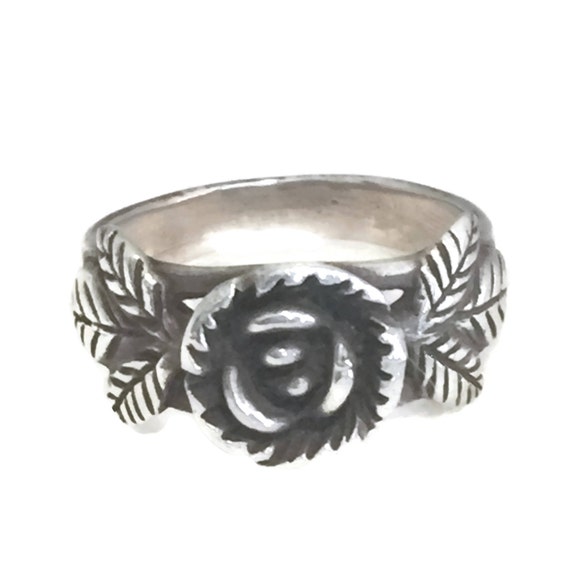 Rose Flower Ring size 7.5 Vintage Sterling Silver… - image 8