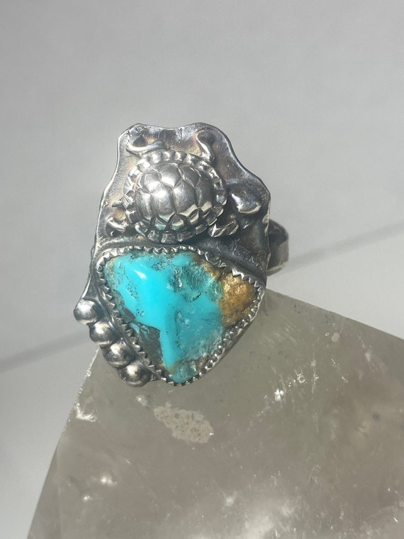 Turtle ring turquoise tribal southwest sterling si
