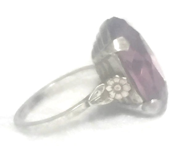 Art Deco Ring Size 5 Minus Purple Glass Ring Size… - image 3