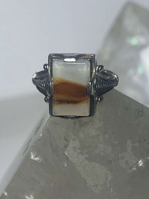 Agate ring Art Deco sterling silver women size 7.… - image 9