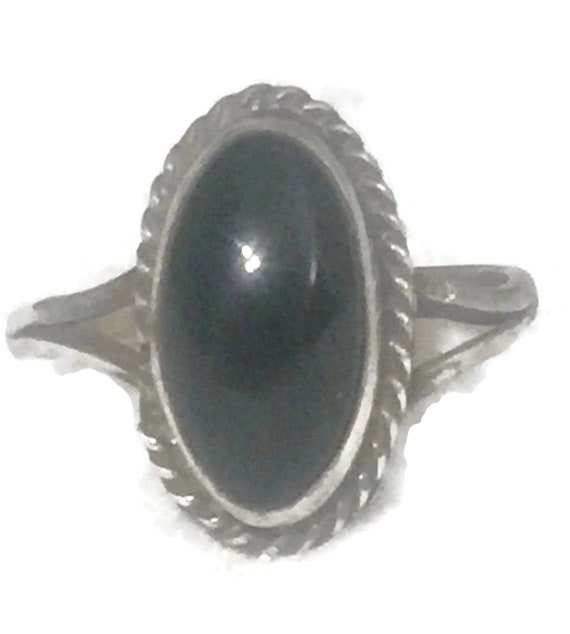 Vintage Onyx Ring Size 5 Plus Long Onyx Ring Girl… - image 2
