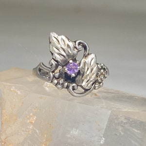 Leaves ring floral band sterling silver women girls