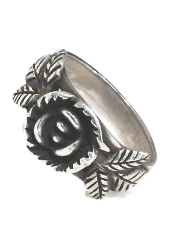 Rose Flower Ring size 7.5 Vintage Sterling Silver… - image 5