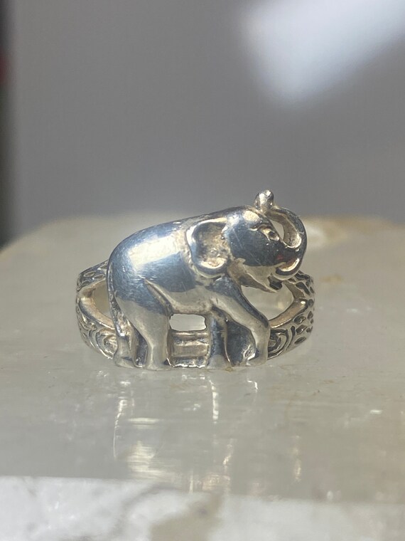 Elephant ring size 5.75 animal band sterling silv… - image 5