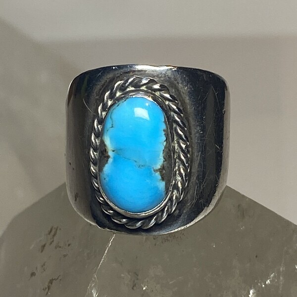 Turquoise ring cigar band size 9.50 southwest  sterling silver women men