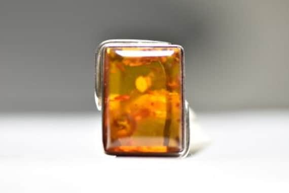 Amber Ring Art Nouveau Art Deco Sterling Silver W… - image 7