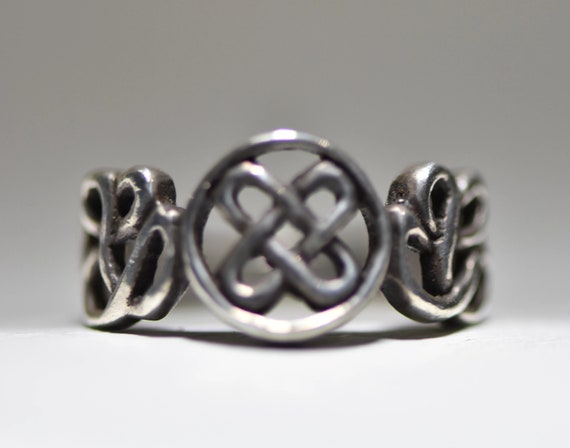Celtic ring knots band rope  women men sterling s… - image 1