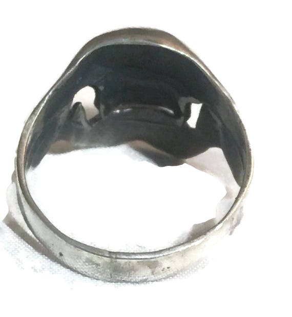 Men Skull Ring Size 12 Biker sterling silver band - image 10