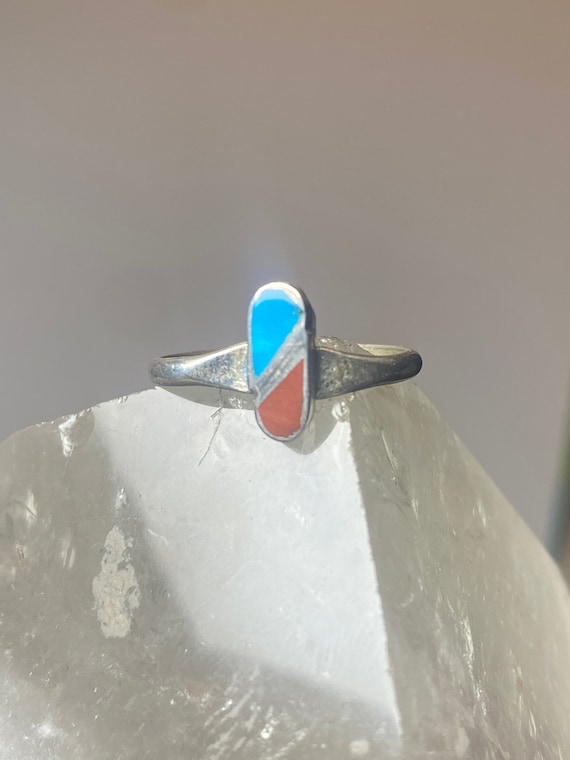 Turquoise coral ring size 6.50 southwest sterling… - image 10