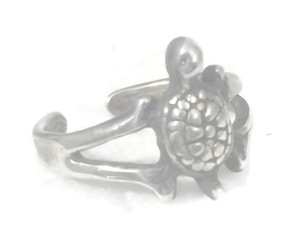 Vintage Sterling Silver Turtle Toe Ring - Size 2 - image 8