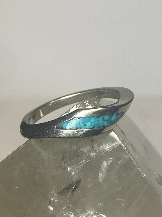 Turquoise chips ring slender stacker southwest wo… - image 7