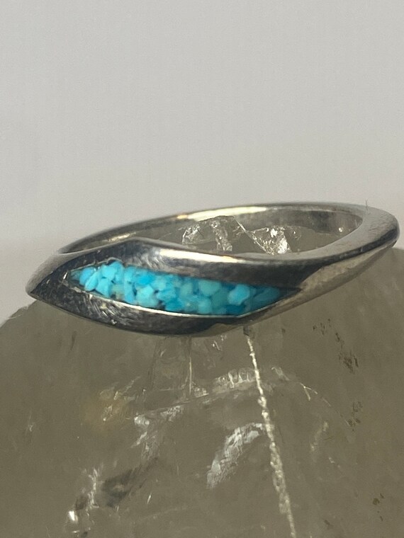 Turquoise chips ring slender stacker southwest wo… - image 1