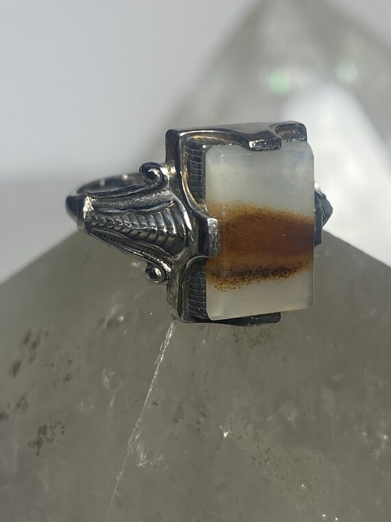 Agate ring Art Deco sterling silver women size 7.… - image 4