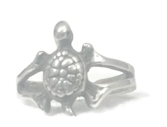 Vintage Sterling Silver Turtle Toe Ring - Size 2 - image 1