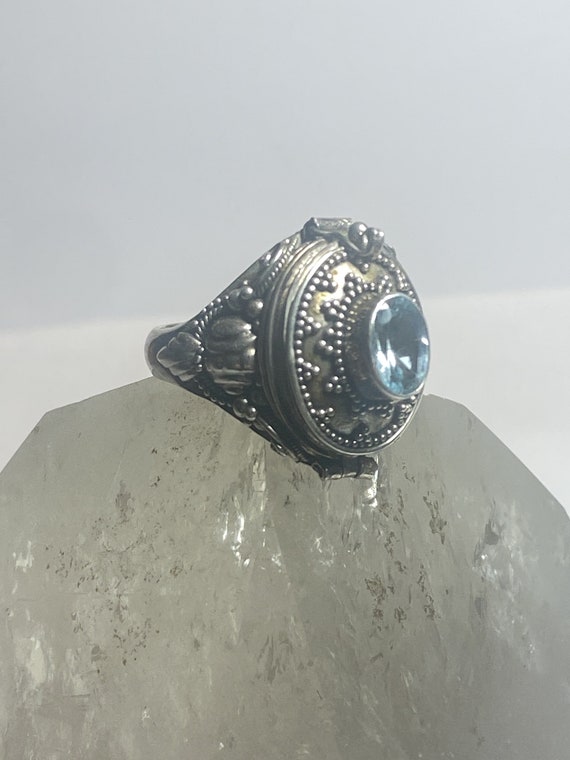 Poison ring beaded light blue stone sterling silv… - image 8