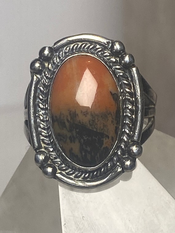 Agate ring petrified wood sterling silver southwe… - image 10