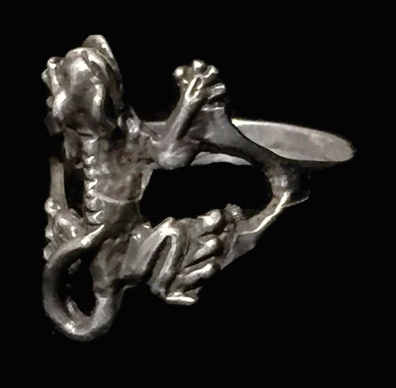 Vintage  lizard Ring Size 8.50 reptile sterling s… - image 7