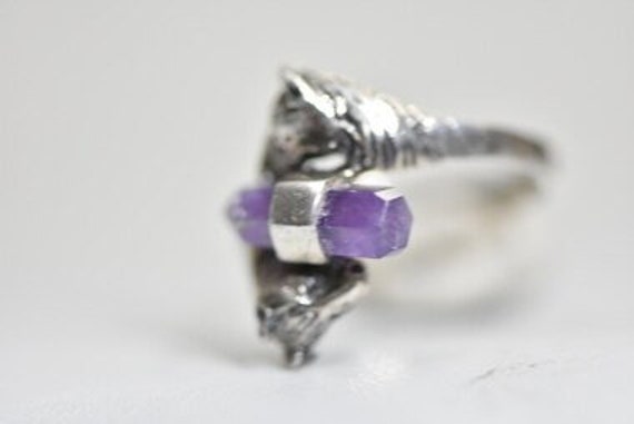 Horse Ring Purple Crystal Cowgirl Sterling Silver… - image 5