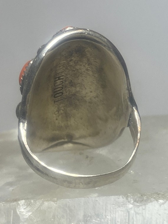 Coral ring size 8 Zuni southwest  band sterling s… - image 9
