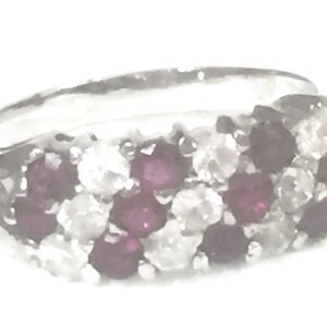 Vintage Sterling Silver Red Crystal Ring - Size 6.5