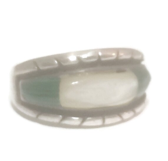 Malachite ring size 8 MOP Southwest band  Vintage… - image 6