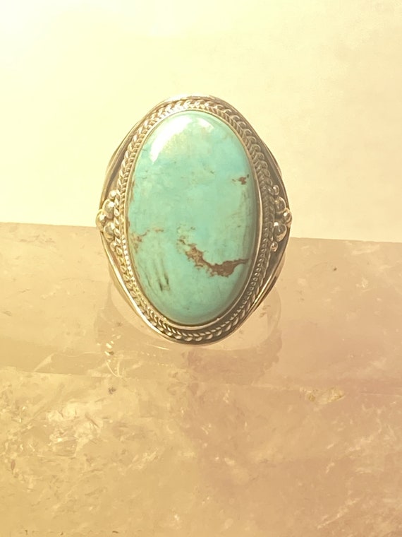 Turquoise ring large sterling silver bulky women … - image 1