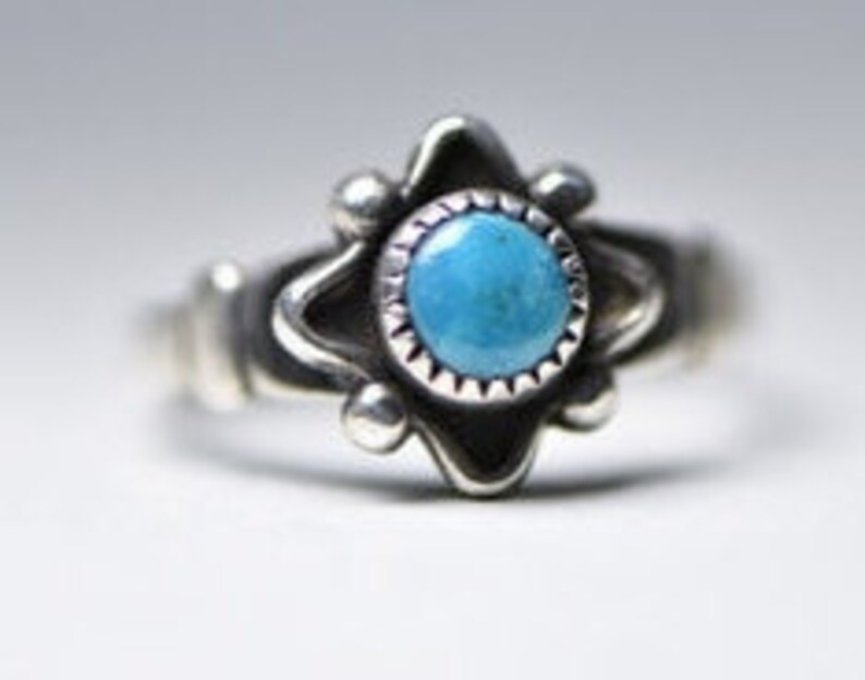 Navajo Ring Turquoise Baby Band Pinky Children Girls Sterling Silver Women Size 4