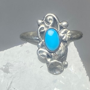 Turquoise ring size 2 southwest pinky floral leaves blossom baby children women girls