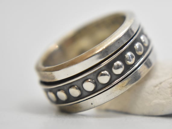 Spinner ring dots sterling silver ring thumb band… - image 2