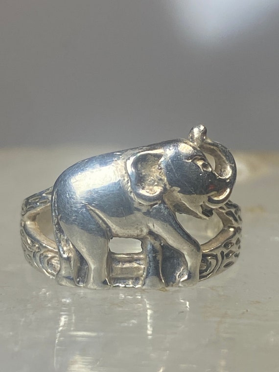 Elephant ring size 5.75 animal band sterling silv… - image 3