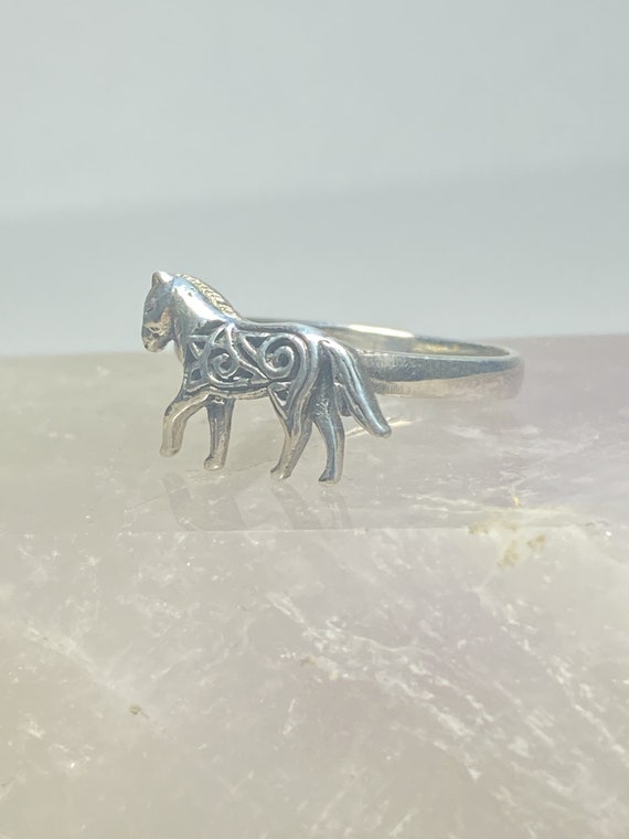 Horse ring sterling silver band women girls size … - image 8