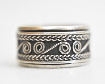spinnerring gevlochten touwband sterling zilver dames biker jongens meisjes maat 6,75